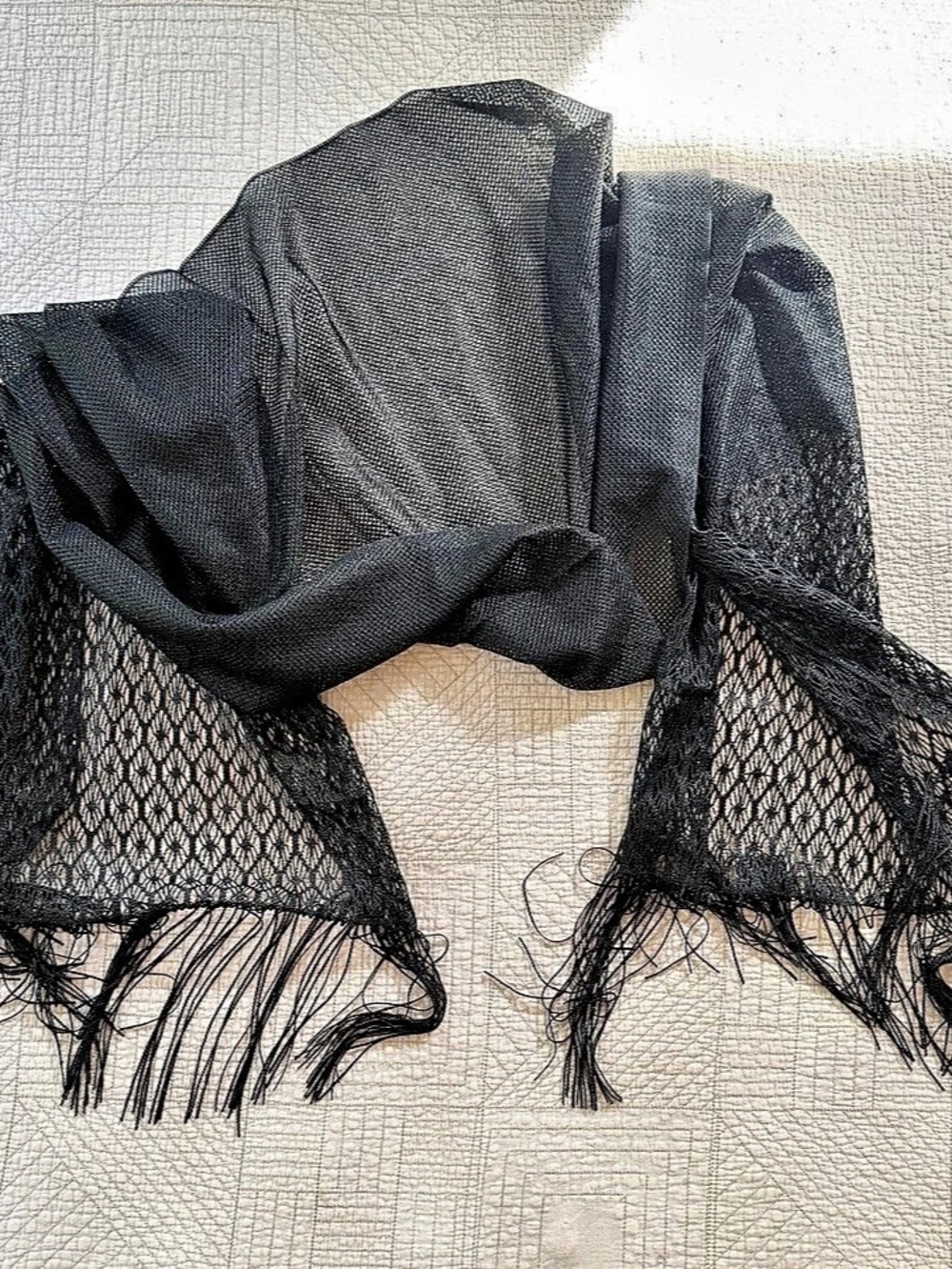 Cejon Black Fishnet Fringe Scarf